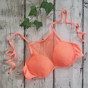 Crocheted Overlay Padded Swim Top - Sz M